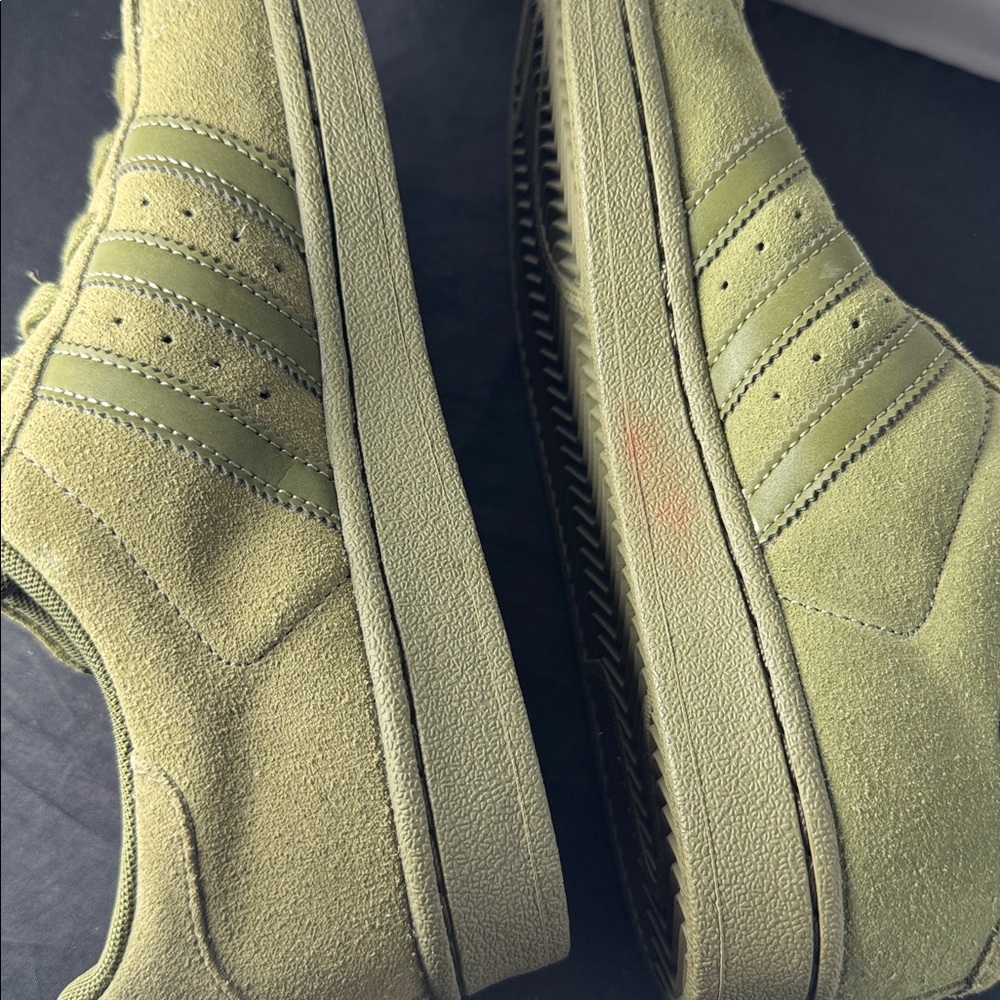 Adidas Originals Superstar olive Green Suede Shoes GS 5.5 - Picture 11 of 13